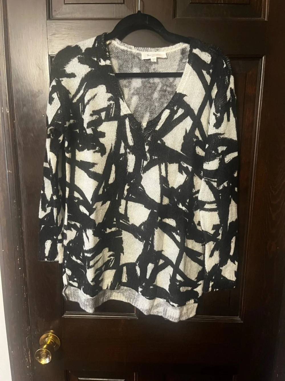 Vince Camuto Black and White Marled Knit Sweater - Picture 7 of 7